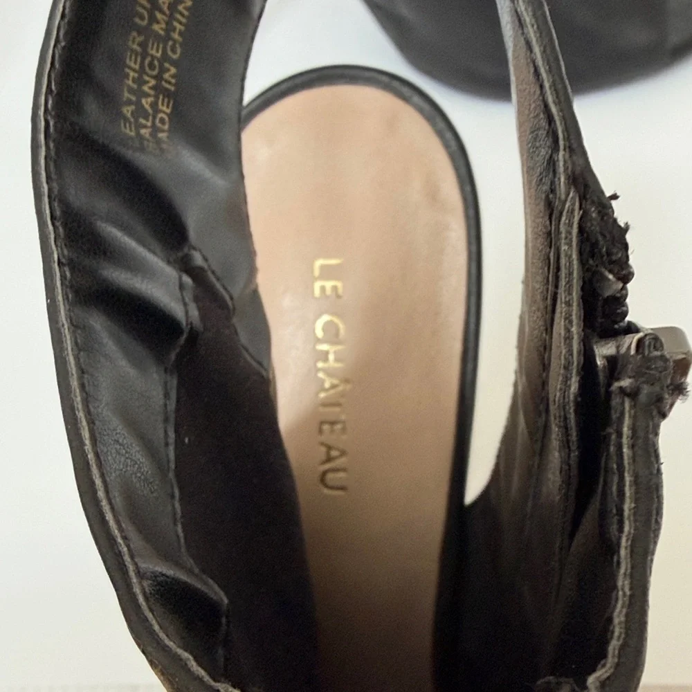 Elegant Black Leather Peep-Toe Heels - Picture 5 of 8
